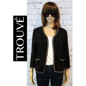 TROUVE, chain trim black cardigan